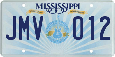 MS license plate JMV012