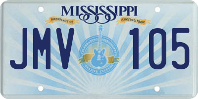 MS license plate JMV105