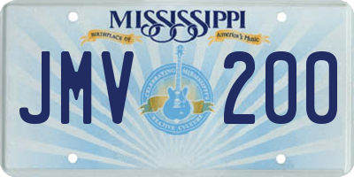 MS license plate JMV200