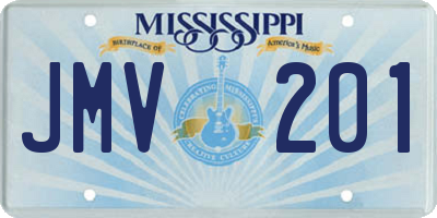 MS license plate JMV201