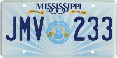MS license plate JMV233