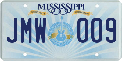 MS license plate JMW009
