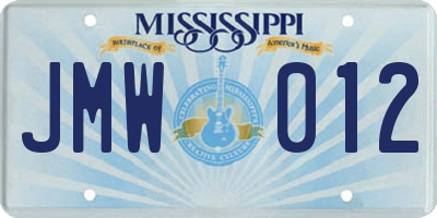 MS license plate JMW012