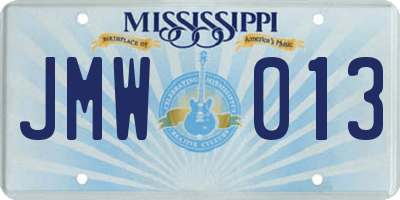 MS license plate JMW013