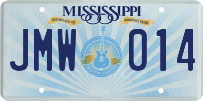 MS license plate JMW014