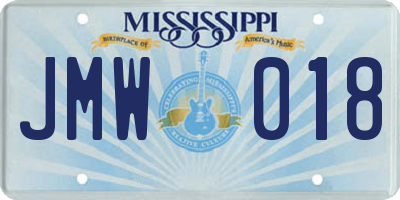MS license plate JMW018