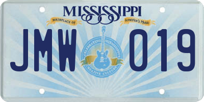 MS license plate JMW019