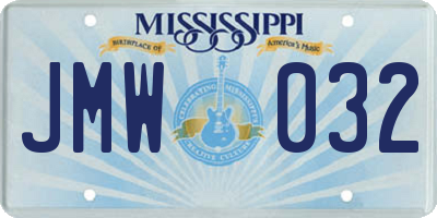 MS license plate JMW032