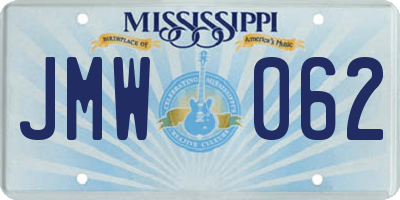MS license plate JMW062