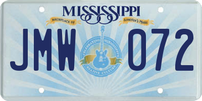 MS license plate JMW072