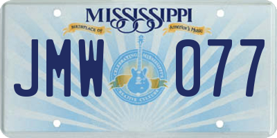 MS license plate JMW077
