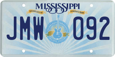 MS license plate JMW092