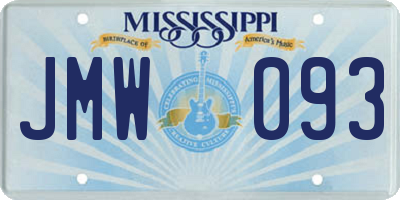 MS license plate JMW093