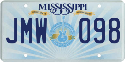MS license plate JMW098