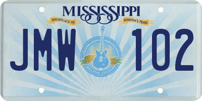 MS license plate JMW102