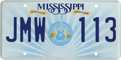 MS license plate JMW113