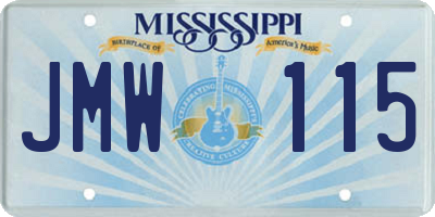 MS license plate JMW115