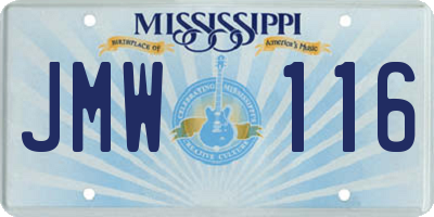 MS license plate JMW116