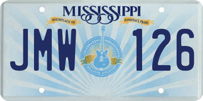 MS license plate JMW126