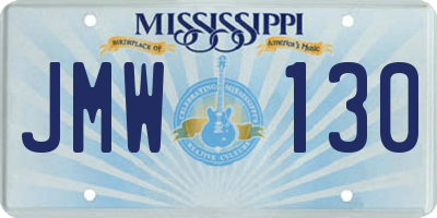 MS license plate JMW130
