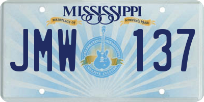 MS license plate JMW137