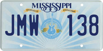MS license plate JMW138
