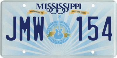 MS license plate JMW154