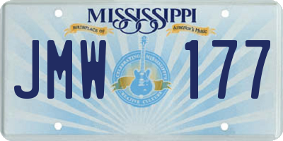 MS license plate JMW177