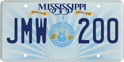 MS license plate JMW200