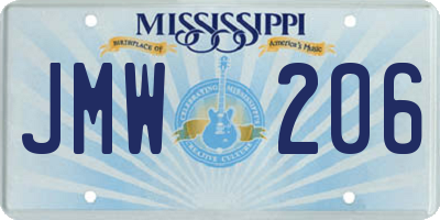 MS license plate JMW206