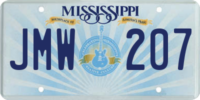 MS license plate JMW207