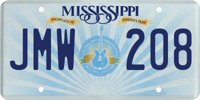 MS license plate JMW208