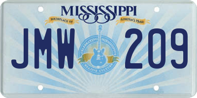 MS license plate JMW209