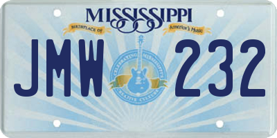 MS license plate JMW232