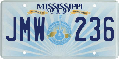 MS license plate JMW236
