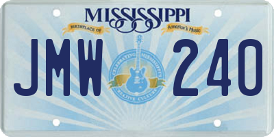 MS license plate JMW240
