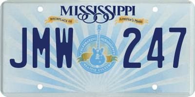 MS license plate JMW247