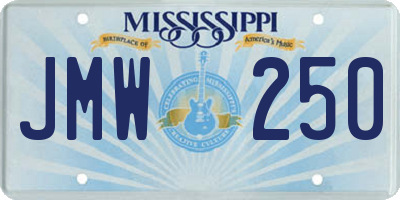 MS license plate JMW250