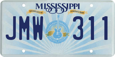MS license plate JMW311