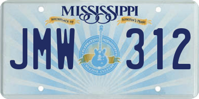 MS license plate JMW312