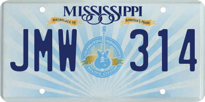 MS license plate JMW314