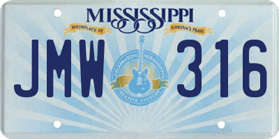 MS license plate JMW316