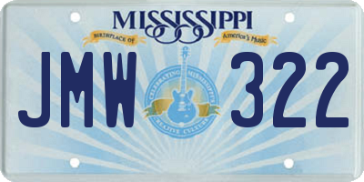 MS license plate JMW322