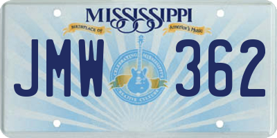 MS license plate JMW362