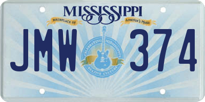 MS license plate JMW374