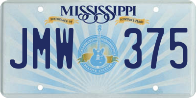 MS license plate JMW375