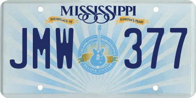 MS license plate JMW377