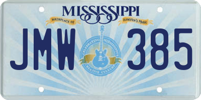 MS license plate JMW385