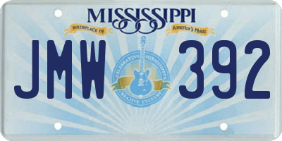 MS license plate JMW392