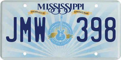 MS license plate JMW398